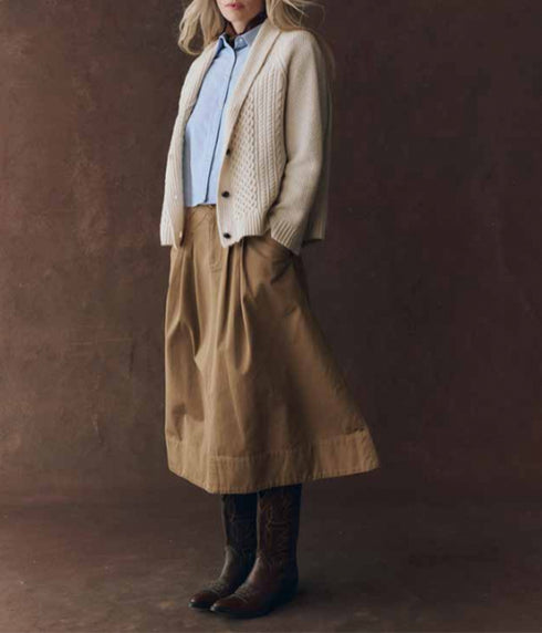 The Cashmere Cable Lodge Cardigan - Cream