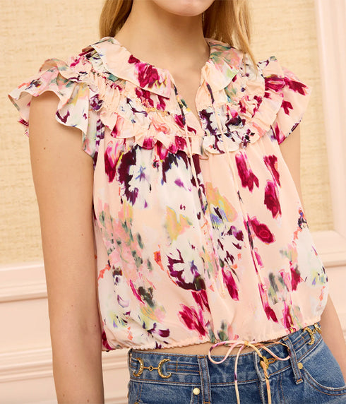 Eleonore Silk Top - Summer Garden