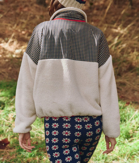 The Print-Mix Plush Terrain Half Zip - Mini Frosted Daisy and Cream