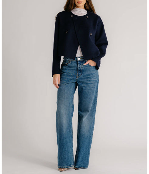 Floren Cropped Double Breasted Jacket - Midnight