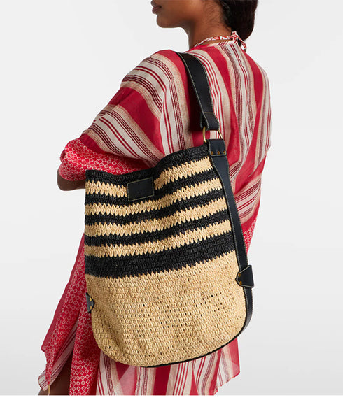 Bayia Raffia Bag - Black/Natural