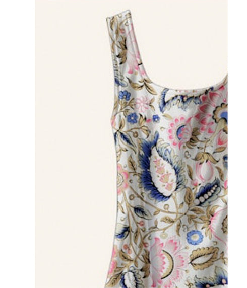 Adele Silk Dress - Melon Bloom