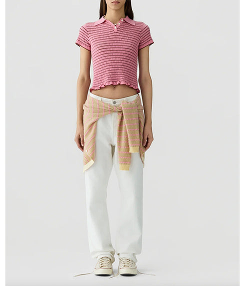 Smocked Shrunken Polo - Sprinkle/Burnt Sienna