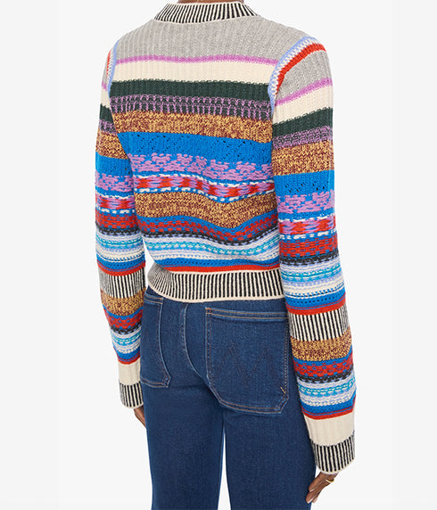 The Extra Crop Jumper - Red Ivory Blue Multi Stripe