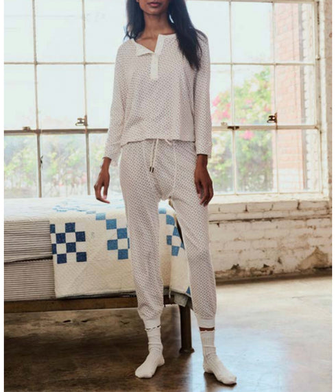 The Crop Sleep Henley - Calico Rose