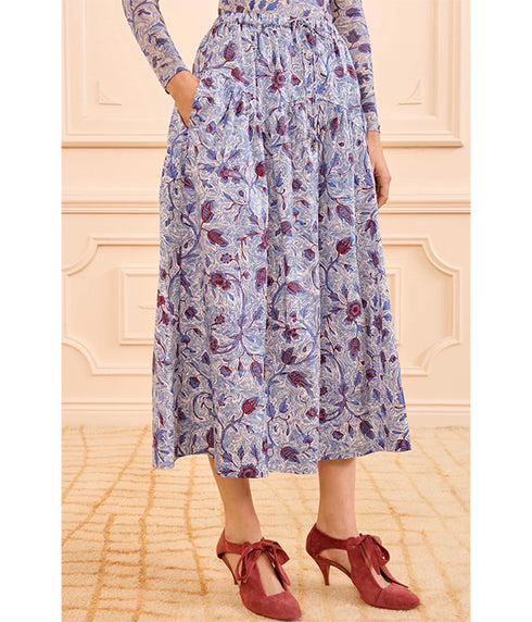Rosen Cotton Midi Skirt - Gardenia