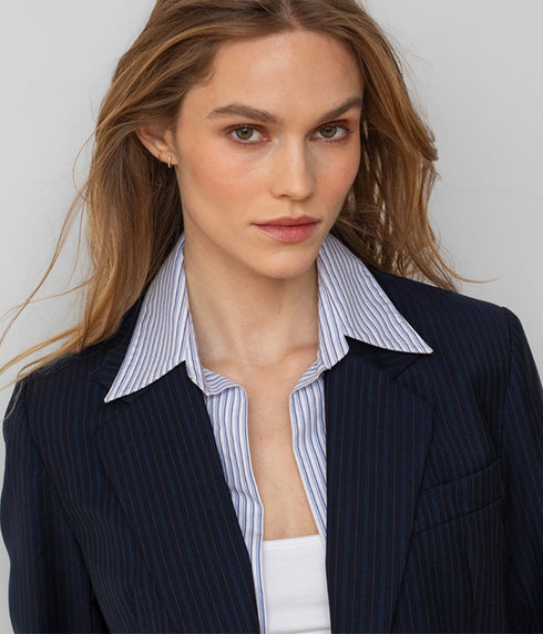 The Bar Blazer - Navy Pinstripe