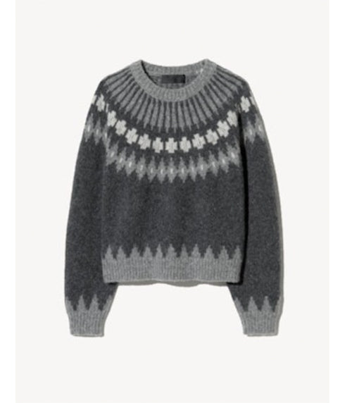 Alena Sweater - Dark Grey Melange Fairisle
