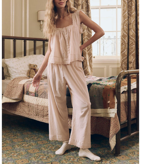 The Eyelet Easy Sleep Pant - Washed Rose