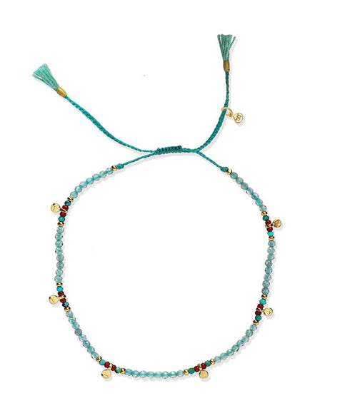 Handmade Beaded Bracelet with Gold Dangles