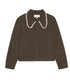 The Crochet Collar Cardigan - Chocolate Brown