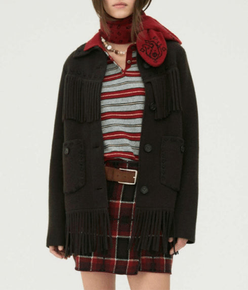 Western Fringe Jacket - Burnt Cocoa