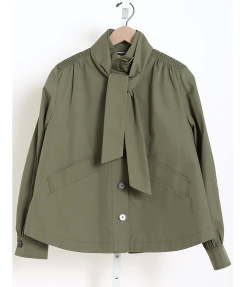 Rainproof Short Twill Peacoat - Khaki