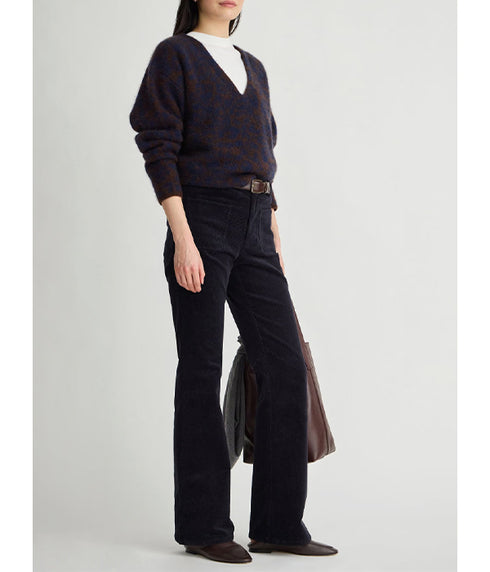 Charle Flare Corduroy Trousers - Navy