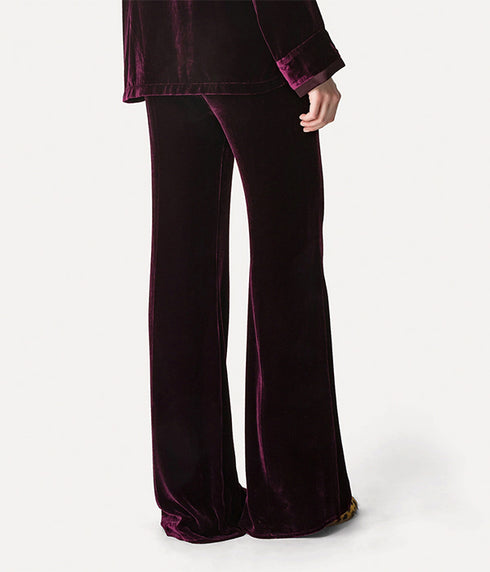 Velvet Flare Pants - Bordeaux