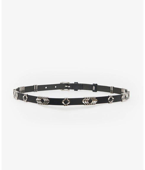 Odena Leather Belt - Black / Silver