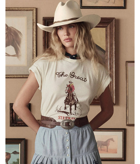 The Tooled Waist Belt - Brown w/ Silver