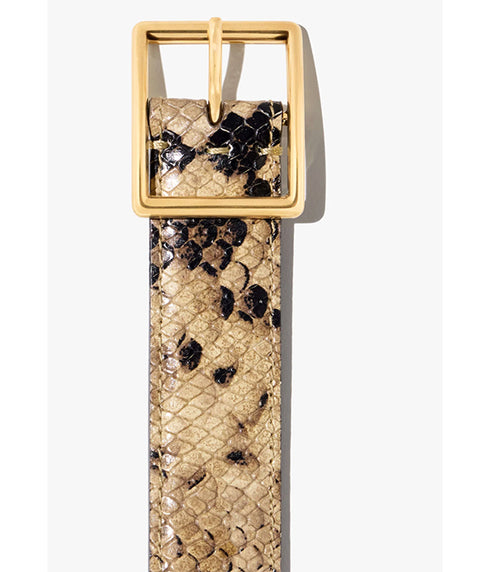 Gabriele Leather Belt - Taupe Snakeskin w/ Brass Buckle