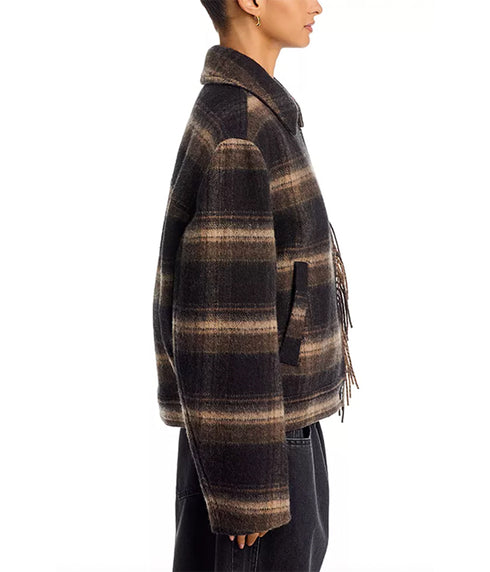 Galeane Wool Blend Coat - Black/Khaki