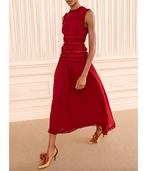 Etta Sleeveless Silk Dress - Cerise