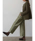 The Taffeta Drawstring Cargo Pants - Oregano