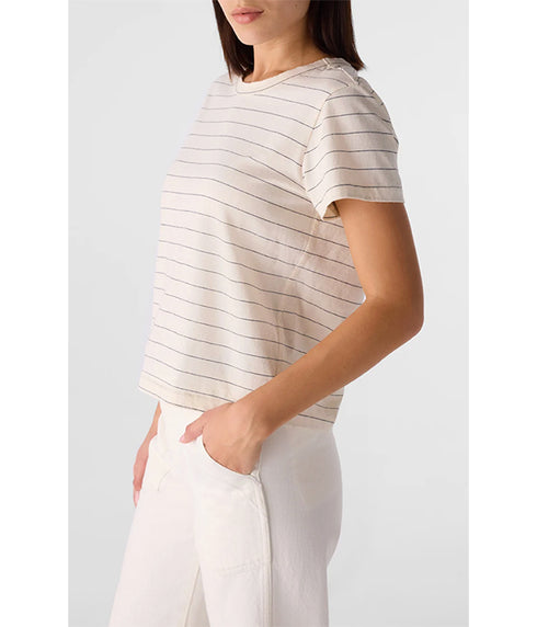 Lovey Tee- Bone/Grey Stripe
