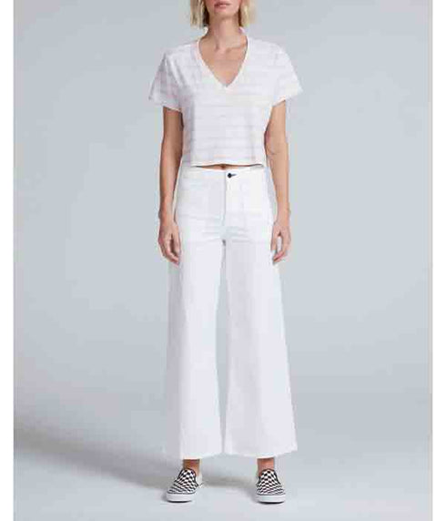 Shrunken V Tee - Thin Pink Stripe