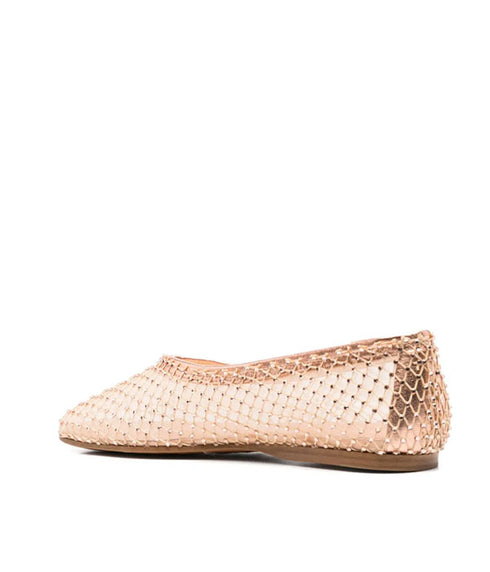 Mesh Ballet Flat with Diamante Details - Cipria