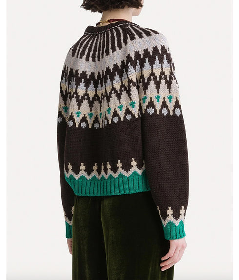 Fair Isle Cable-Knit Virgin Wool Jumper - Fondant