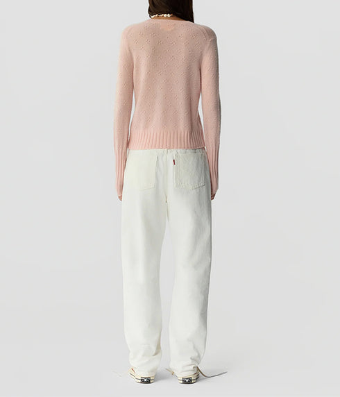 Compass Shrunken Crew -Powder Pink