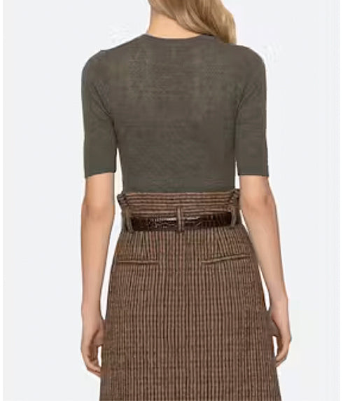 Jane Argyle Short Sleeve Crew - Sage
