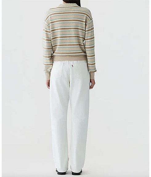 Collegiate Striped Polo - Sandstone Combo