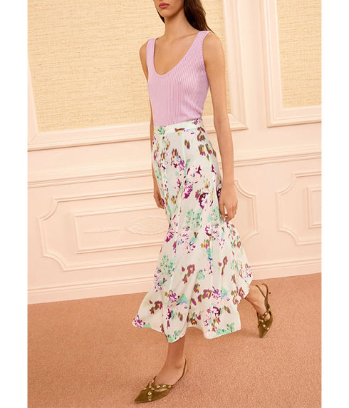 Rowan Silk Midi Skirt - Oasis