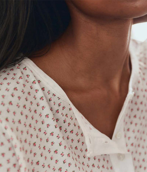 The Crop Sleep Henley - Calico Rose