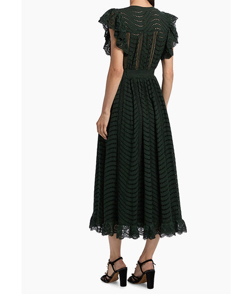 Olga Flutter Sleeve Dress - Cypress