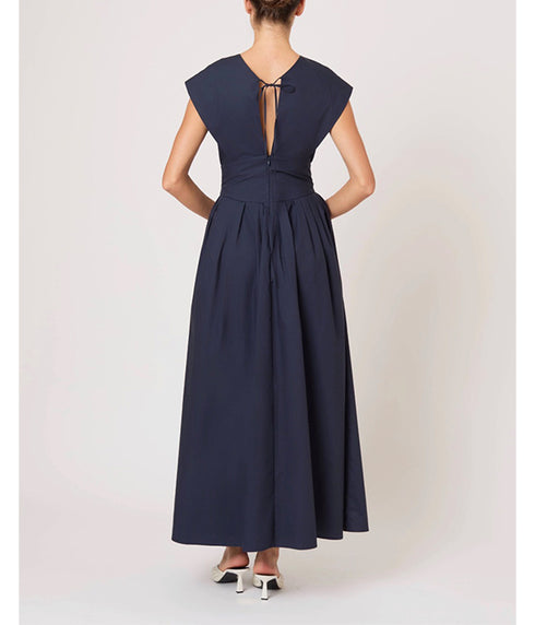 In Full Bloom Dress - Navy Cotton Taffeta