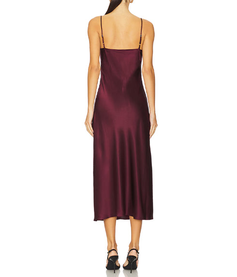 Taylor V-Neck Bias Cut Silk Dress - Bordeaux