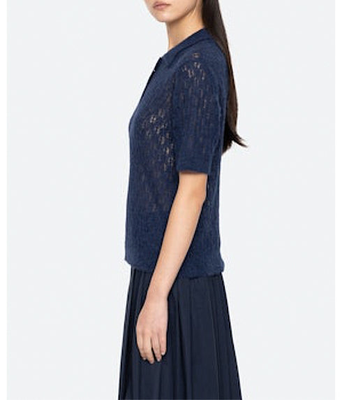 Teagan Short Sleeve Sweater - Navy