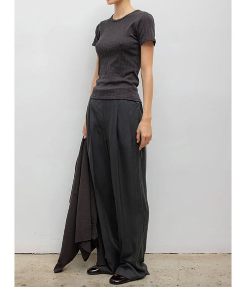 Pointelle Slim Fit Tee - Hickory Melange