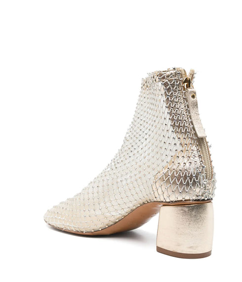 Alma Strass Mesh Chic Ankle Boots - Platinum