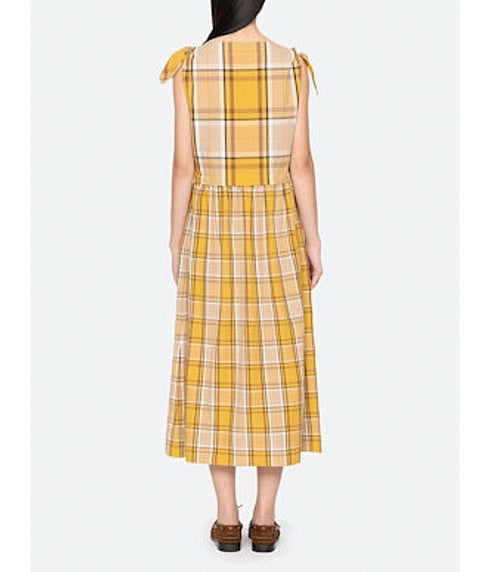 Copeland Plaid Midi Dress - Yellow