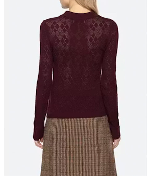 Jane Argyle Polo Sweater - Burgundy