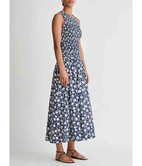 Siempre Tank Dress - Navy Floral Stamp