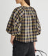 Nele Lantern Sleeve Top - Basket Weave Plaid