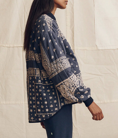 The Quilted Bomber - Navy Bandana Print