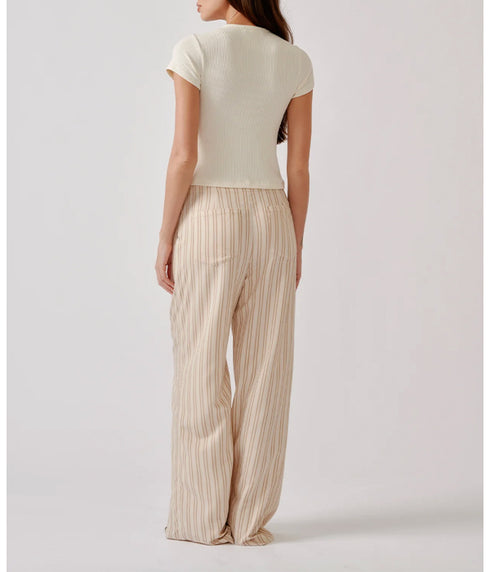 Gemma Stiped Pull On Pants - Dune