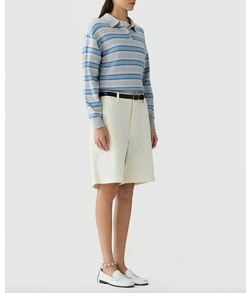 Collegiate Striped Polo - Stone Combo