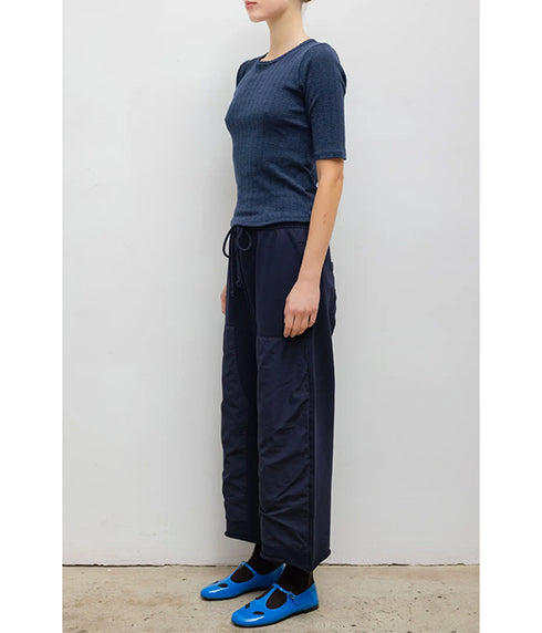 Pointelle Mid Sleeve Slim Fit Tee - Midnight Melange