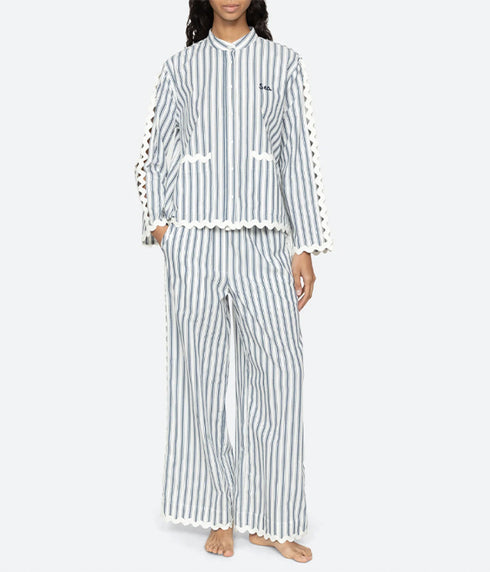 The Richa Pajama Set - Dusty Blue Stripe