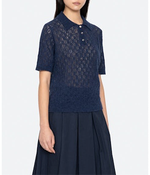 Teagan Short Sleeve Sweater - Navy